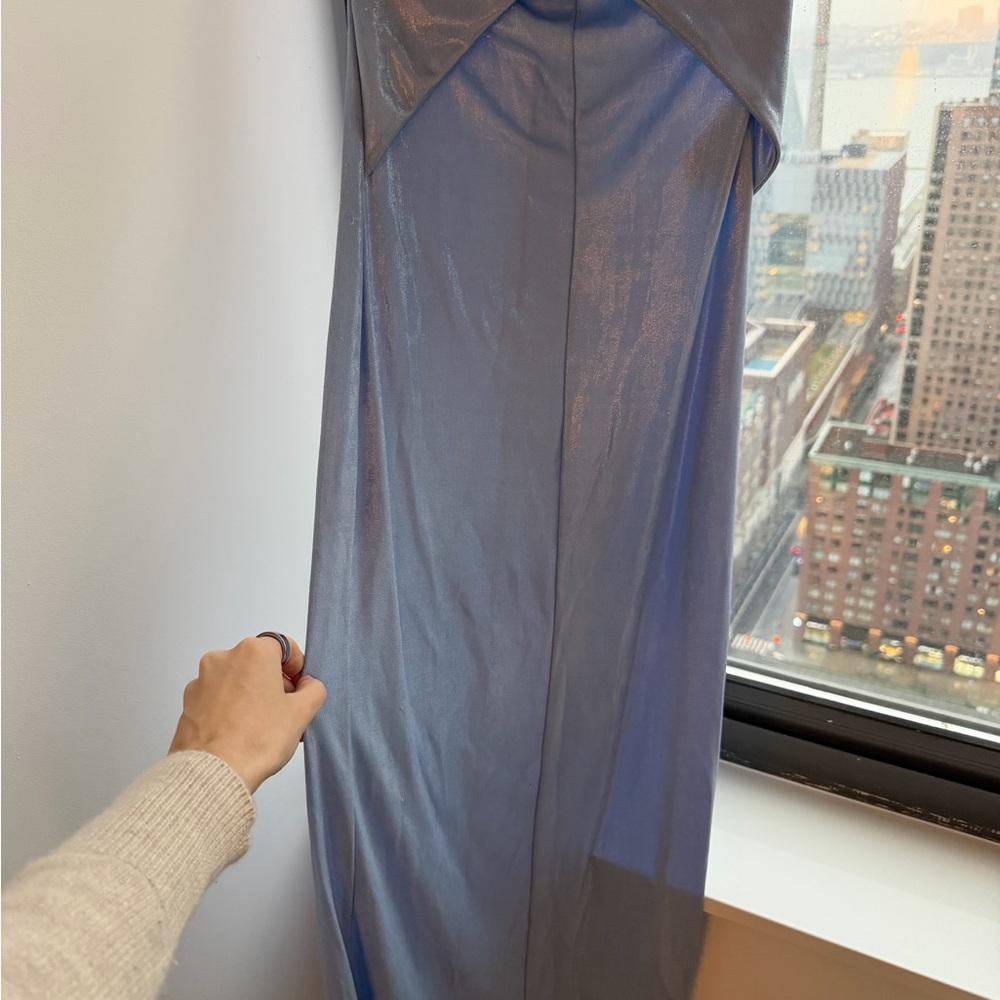 Satin-Look Blue Evening Slip Dress